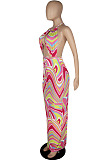 Colorful Sexy Halter Neck Backless Fashion Long Dress QC631