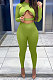 Mustard Green Women Pure Color Sexy Cross Hollow Out Sports Pants Sets GL6396-8