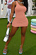 Light Pink Women Sexy Pure Color Mid Waist Hip One Shoulder Mini Dress YM207-1