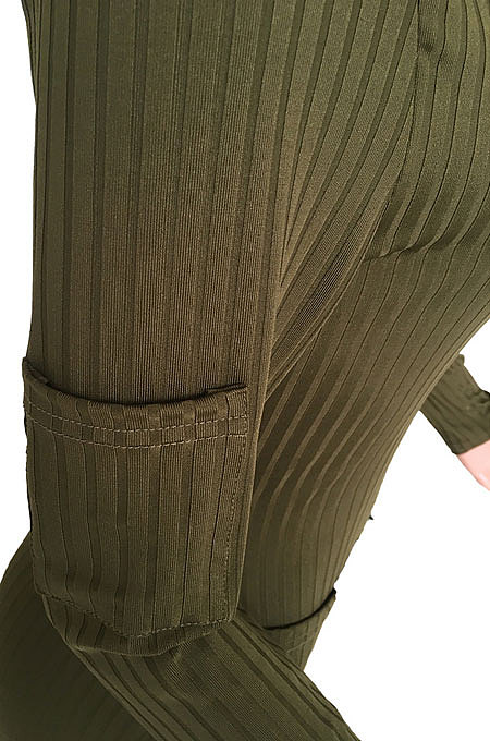 Dark Green Women Pure Color With Pocket High Elastic Ribber Casual Midi Dress ARM8142
