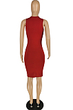 White Pure Color High Elastic Casual Fashion Sleeveless Dress YYZ754-2