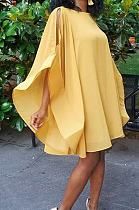 Yellow Sexy Casual Loose Flutter Dress C1031