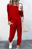 Pink Pure Color Long Sleeve T Shirt Long Pants Casual Sports Sets X9320-2