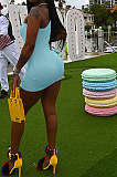 Green Women Sexy Pure Color Mid Waist Hip One Shoulder Mini Dress YM207-3