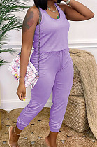 Purple Fashion Casual Tank Wide Leg Jumpsuits OH8070-1