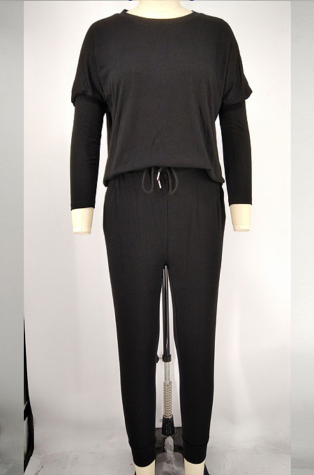 Grey Pure Color Long Sleeve T Shirt Long Pants Casual Sports Sets X9320-4