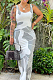 Grey Print U Neck Slim Fitting Tank Long Dress WY6824-3