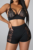 Black Sexy Bud Silk Chest Holder Condole Belt Strapless Shorts Two Piece QZ5292-1