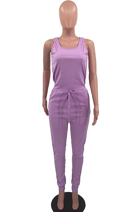 Blue Fashion Casual Tank Wide Leg Jumpsuits OH8070-2