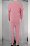 Pink Pure Color Long Sleeve T Shirt Long Pants Casual Sports Sets X9320-2
