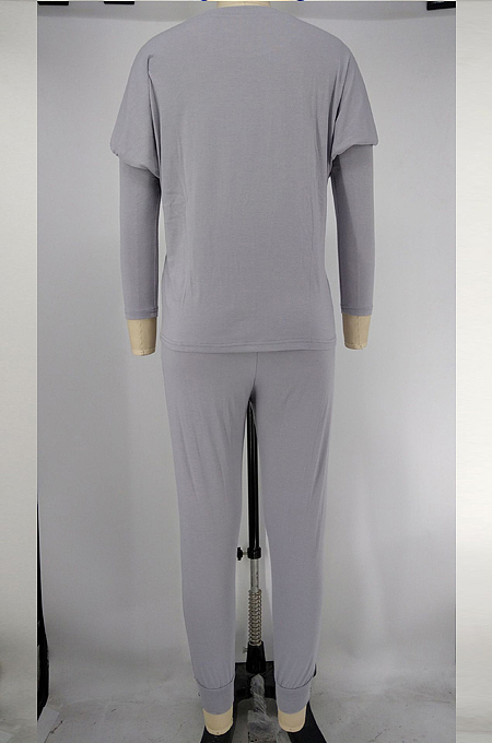 Royal Blue Pure Color Long Sleeve T Shirt Long Pants Casual Sports Sets X9320-7