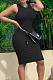 Black Pure Color High Elastic Casual Fashion Sleeveless Dress YYZ754-3