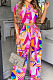 Pink Print T Shirt Wide Leg Pants Fashion Casual Two Piece SXS6060-1