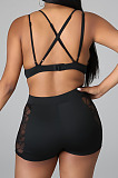 Black Sexy Bud Silk Chest Holder Condole Belt Strapless Shorts Two Piece QZ5292-1