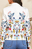 White Trendy Long Sleeve Printing Blouse Coat K8953