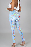 Dark Blue Fashion Colorful Hole Jean Pencil Pants QZ5318-2