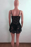 White Bud Silk Chest Holder Eyelash Fold Condole Belt Mini Dress QZ5291-4