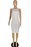 Black Pure Color High Elastic Casual Fashion Sleeveless Dress YYZ754-3