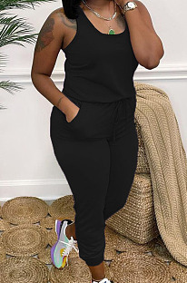 Black Fashion Casual Tank Wide Leg Jumpsuits OH8070-4