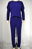 Grey Pure Color Long Sleeve T Shirt Long Pants Casual Sports Sets X9320-4