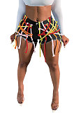 Criss-Cross Details Denim Casual Jeans Shorts XQ1117