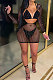 Black Women Sexy Bodycon Hot Drilling Long Sleeve Skirts Sets Three Pieces K2108-1