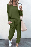 Grey Pure Color Long Sleeve T Shirt Long Pants Casual Sports Sets X9320-4