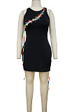 Black Women Club Sleeveless Bandage Hollow Out Mini Dress MY9904
