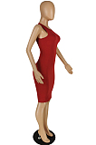 White Pure Color High Elastic Casual Fashion Sleeveless Dress YYZ754-2