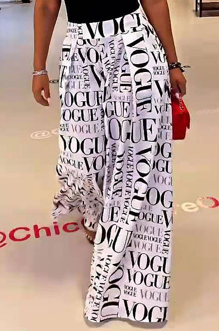 Casual Fashion Print High Waist Wide-Legged Pants SDE3109-1