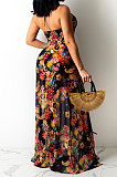Condole Belt Sleeveless Printing Cute Halter Neck Jumpsuits Skirts Sets YF9110