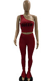 White Fashion Women Pure Color Oblique Shoulder Pants Sets DLY8010-1