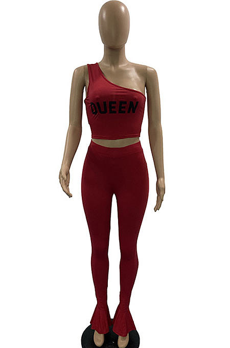 White Fashion Women Pure Color Oblique Shoulder Pants Sets DLY8010-1