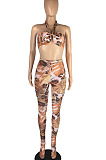 Colorful Perspective Mesh Print Strapless Bandage Regular Leggings Sets Variety Style LMM8267-2