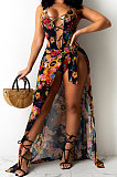 Condole Belt Sleeveless Printing Cute Halter Neck Jumpsuits Skirts Sets YF9110