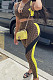 Coffee Print Round Neck Chest Zipper Sleeveless Crop Top Long Pants F88377-2