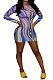 Purple Euramerican Women Autumn Wave Printing Tight Sexy Long Sleeve Mini Dress Q927-1
