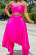 Pink Strapless Bandage Halter Neck Irregularity Flared Pants Two Piece LMM8259-1