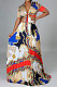 Multicolor Ruffle Skirts Short Sleeve Top Tied Deep V Neck Two-Pieces YF9133-1