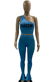 White Fashion Women Pure Color Oblique Shoulder Pants Sets DLY8010-1
