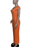 Black Women Sexy Pure Color V Neck Back Zipper Split Long Dress XT8897-3