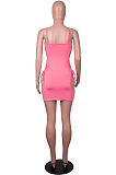 Light Brown Pure Color Strapless Condole Belt Hollow Out Hole Hip Mini Dress SZS8141-4