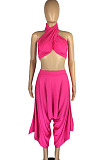 Grey Strapless Bandage Halter Neck Irregularity Flared Pants Two Piece LMM8259-2