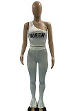Sky Blue Fashion Women Pure Color Oblique Shoulder Pants Sets DLY8010-3