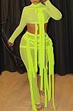 Pink Half Turtle Neck Dew Abdominal Knotted Mesh Long Sleeve Long Pants Sets SZS9083-3