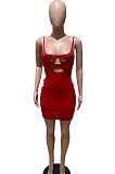 Green Women Condole Blet Solid Color Hole Sexy Slim Fitting Mini Dress ZK0709 -3