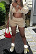 Beige Solid Color Zipper Hooded Cotton Blended Three-Piece Shorts Sets NYM236