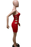 Green Women Condole Blet Solid Color Hole Sexy Slim Fitting Mini Dress ZK0709 -3