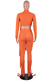 Black Half Turtle Neck Dew Abdominal Knotted Mesh Long Sleeve Long Pants Sets SZS9083-5
