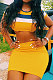 Yellow Women Printing Sleeveless Tank Skirts Sets AWL5891